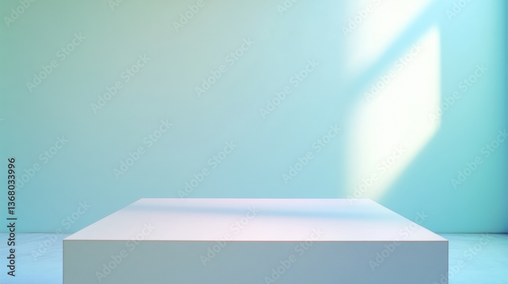 Poster minimalist digital showcase soft pastel product podium with ethereal lighting - innovative tech desi