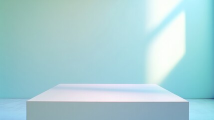 Fototapeta premium Minimalist Digital Showcase Soft Pastel Product Podium with Ethereal Lighting - Innovative Tech Design Platform for Modern Brand Storytelling