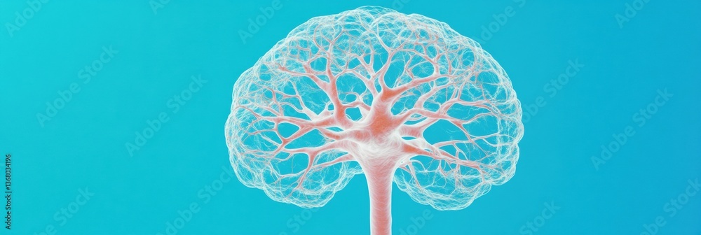 Aufkleber Neuroscience Innovation Translucent Neuronal Network Visualization in Vibrant - Cutting-Edge Brain Research and Digital Health Insights
