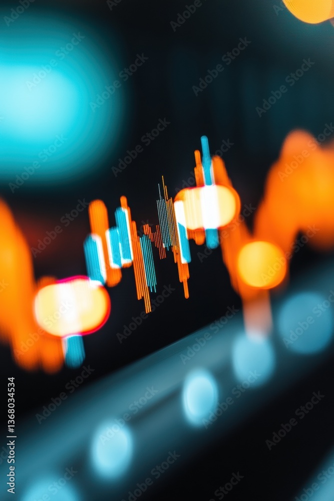 Aufkleber quantum fintech visualization immersive digital investment analytics with neon blur - next-gen marke