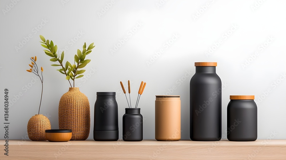 Poster assortment of various storage containers in an array of shapes textures and materials including card