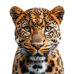 Obraz premium Close up of a leopard isolated on white background