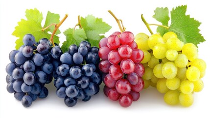 Fototapeta premium Bunch of Fresh Grapes Isolated on White