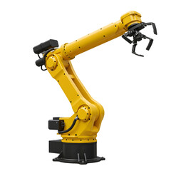 Robotic arm isolated on transparent background, PNG format