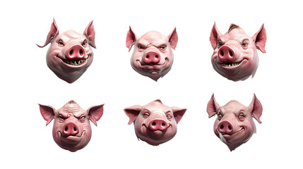 Obraz premium Pack Soft Snout set in Different Poses Against Transparent Background for Animal Illustrations, Pet Art, or Whimsical Designs