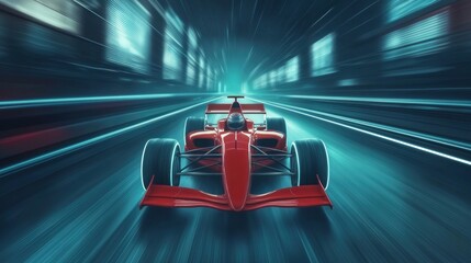 Naklejka premium High-speed racing action futuristic tunnel digital art dynamic environment close-up view motion concept