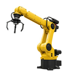 Robotic arm isolated on transparent background, PNG format