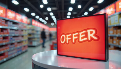 Offer sign in a retail store aisle

