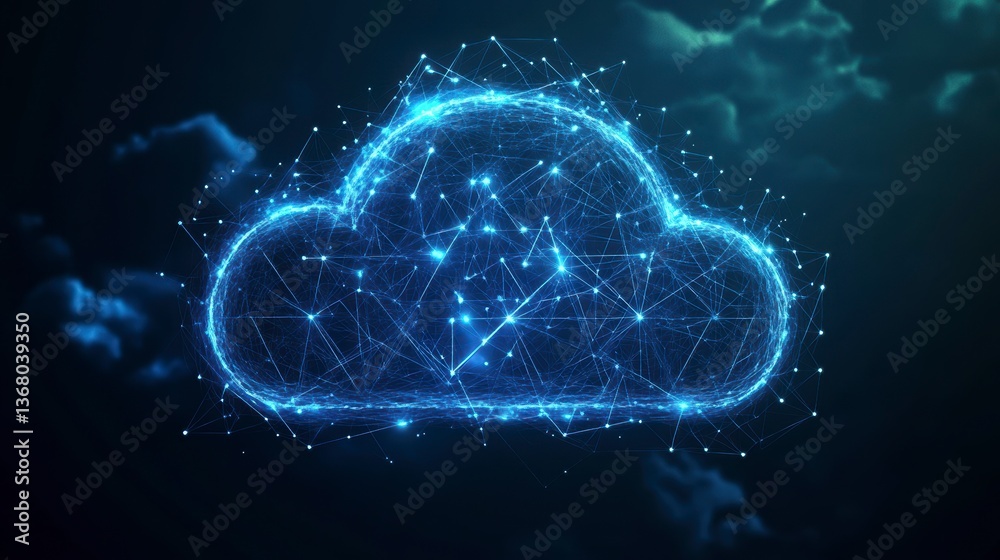 Poster abstract glowing cloud network digital technology concept.