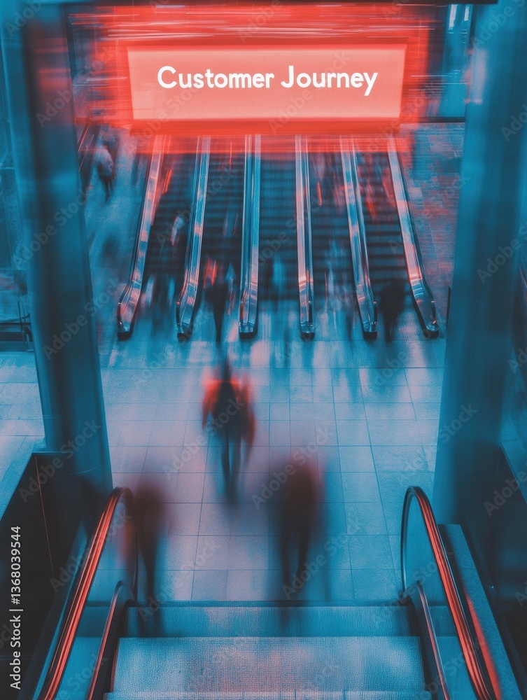 Poster Futuristic Customer Journey Visualization Dynamic Digital Marketing Analytics with Immersive UX Mapping in High-Performance Business Intelligence Ecosystem