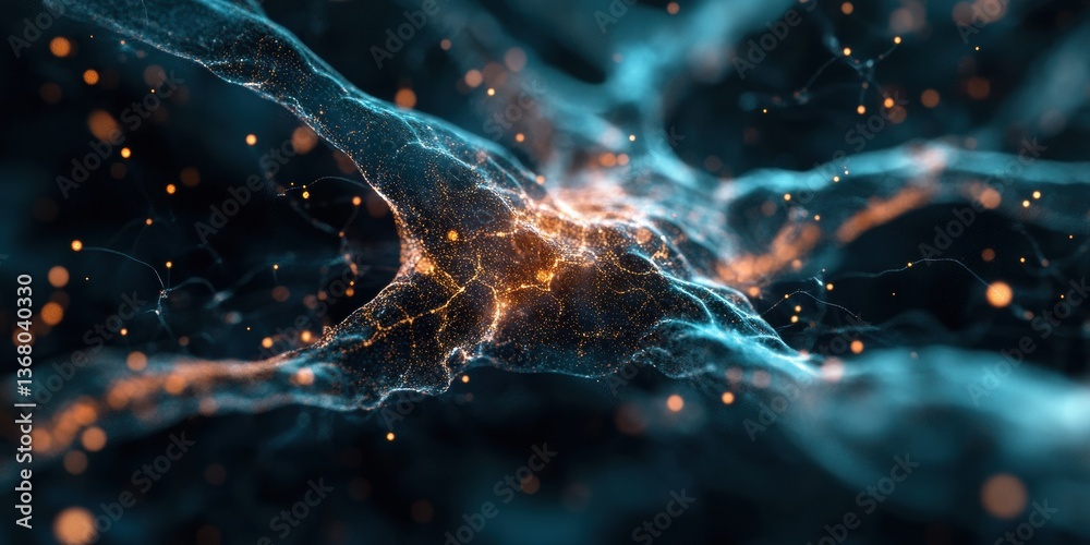 Aufkleber Neurotech Visualization Quantum AI Data Flow Mapping - Innovative Digital Health Optimization and Cognitive Performance Insights in High-Resolution Micronetwork