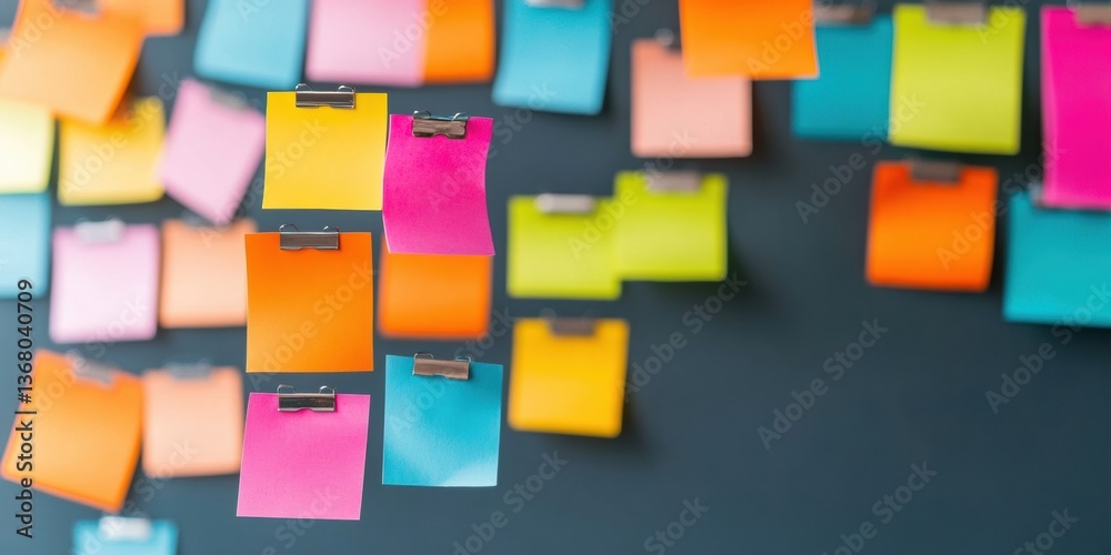 Leinwandbilder Dynamic Workflow Visualization Agile Kanban Methodology with Vibrant Multicolor Sticky Notes - Innovative Project Management and Team Collaboration Strategy for Digital Workspace Optimization