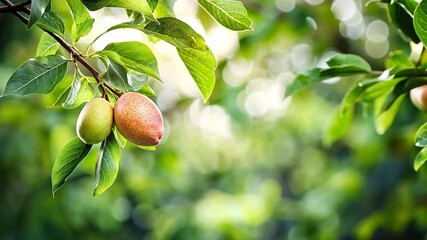 Fresh sapote fruit growing on branches in a lush green garden during sunny daylight