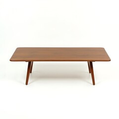 Fototapeta premium modern_office_table_with_a_sleek_wooden_top_and_metal_legs_isolated_on_a_white_background