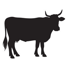 Cow silhouette vector art illustration 03