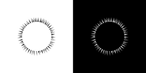 Dynamic abstract spiral sound wave rhythm lines. Circular spiral sound wave rhythm of lines. Circular futuristic abstract lines, black and white background.