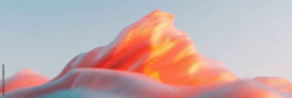 Poster Fluid Gradient Dreamscape Ethereal Coral and Azure Minimalist Abstract - Digital Art Trend in Immersive Wellness Visualization