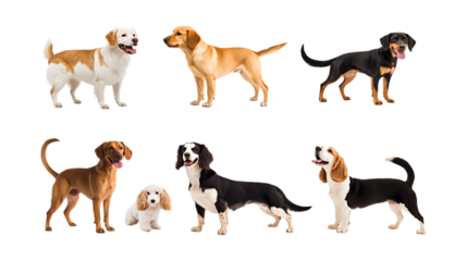 Pack Wiggly Woof set in Different Poses Against Transparent Background for Dog Illustrations, Pet Art, or Playful Designs