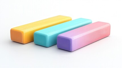 Obraz premium Colorful pastel blocks in gradient shades on a bright surface.