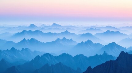 Obraz premium Vibrant Mountain Ranges at Sunrise with Gradients of Blue and Pink Hues