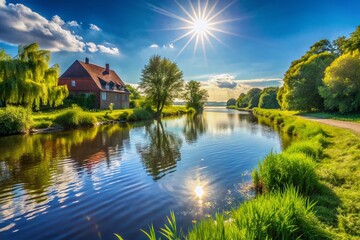 Obraz premium Serene Summer Landscape: River Havel, Havelland, Germany