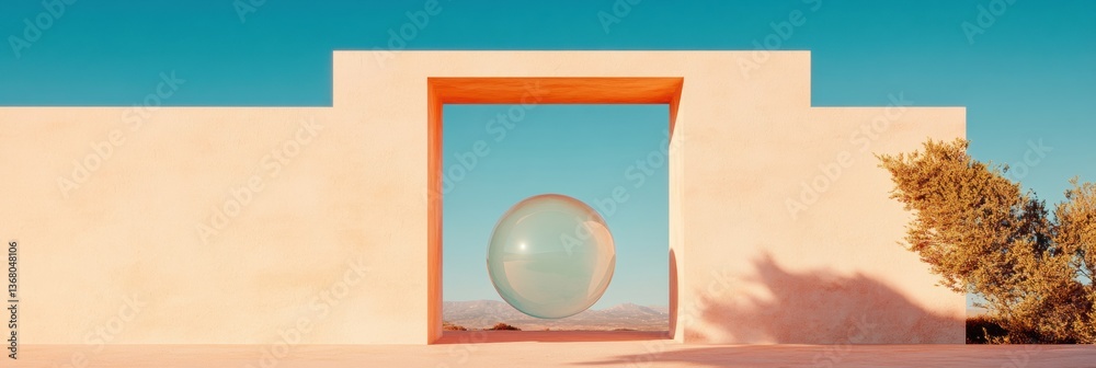 Poster Minimalist Spatial Dynamics Spherical Innovation Framed in Pastel Architecture - Geometric Design Metaphor for Strategic Positioning and Creative Breakthrough