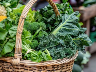 Naklejka premium Basket of Fresh Greens