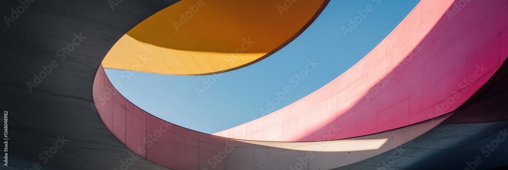 Poster Neo-Minimalist Architectural Fluidity Curved Concrete Canvas Exploring Spatial Dynamics, Color Theory, and Innovative Design Narratives in Contemporary Urban Aesthetics