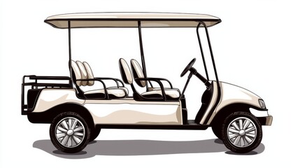 A stylish and modern golf cart with comfortable seating for four