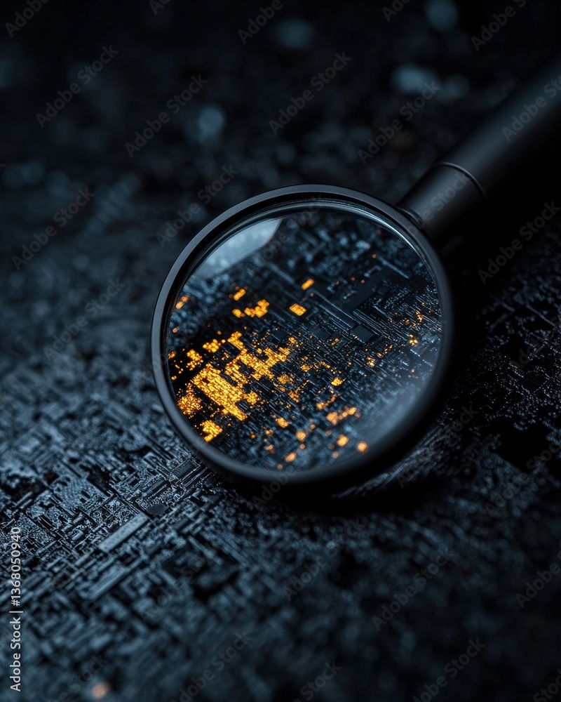 Aufkleber Next-Gen AI Insights Precision Tech Surveillance with Illuminated Circuitry Analysis - Cutting-Edge Digital Forensics and Technological Intelligence Exploration