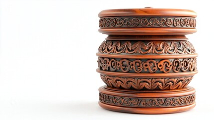 Intricately carved wooden container showcasing elaborate craftsmanship and design.