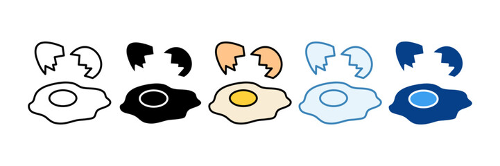 Fried Egg  Icon Set Multiple Style Collection