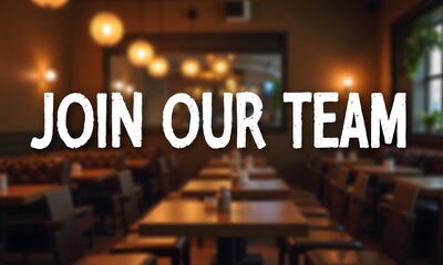Restaurant Interior with "Join Our Team" Message