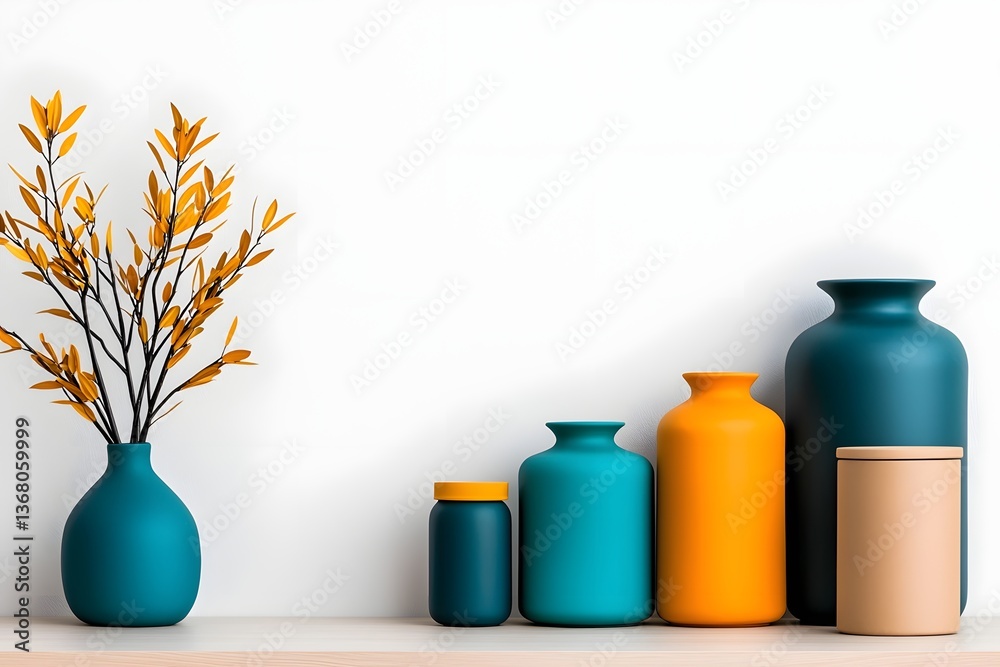 Poster neatly arranged collection of storage containers in different materials such as cardboard wicker and