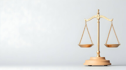 Gold scales of justice on light background