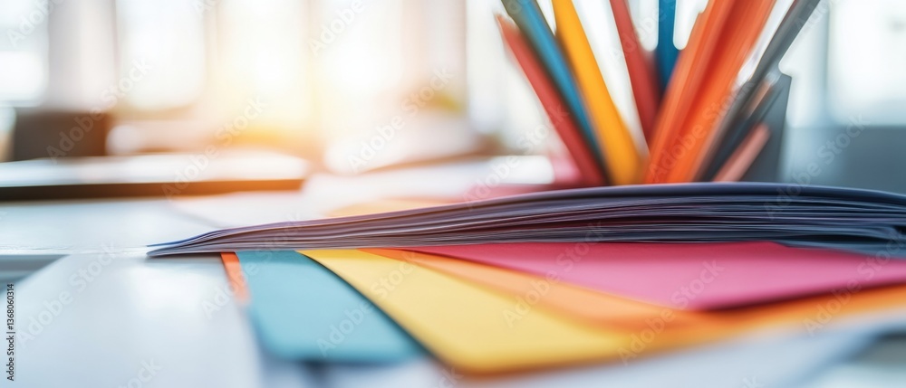 Poster Minimalist Productivity Symphony Vibrant Multi-Colored File Organization for Digital Workspace Optimization and Next-Gen Professional Efficiency