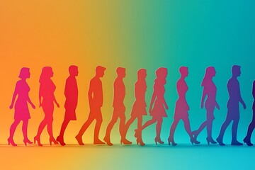 Colorful Gradient Silhouettes Group Journey Hopeful