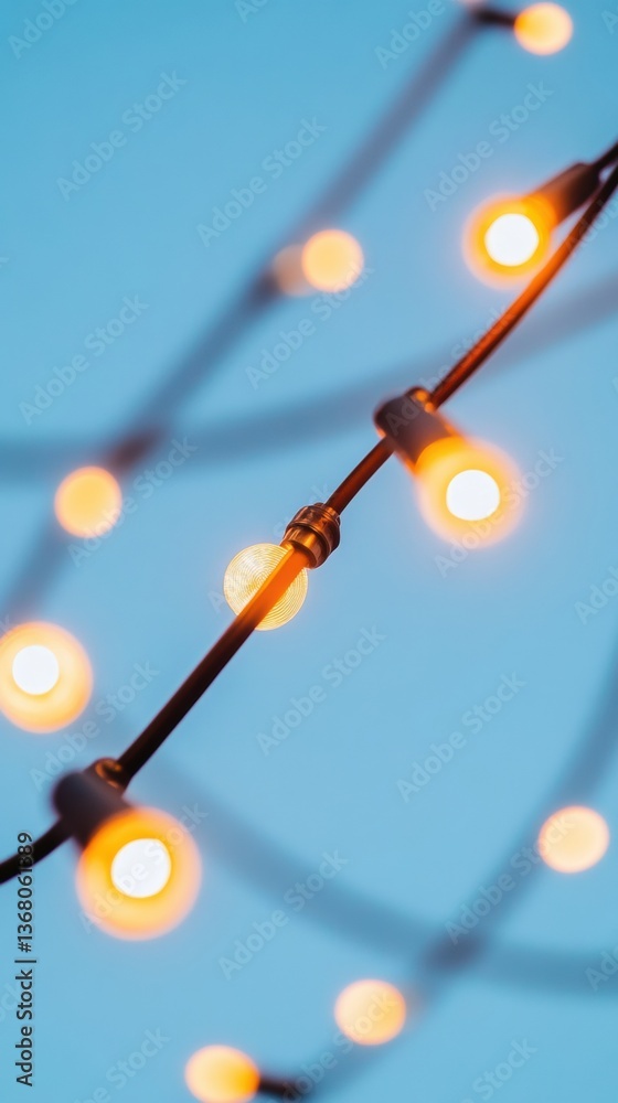 Poster soft bokeh illumination minimalist string lights aesthetic - dreamy urban ambiance and contemporary 