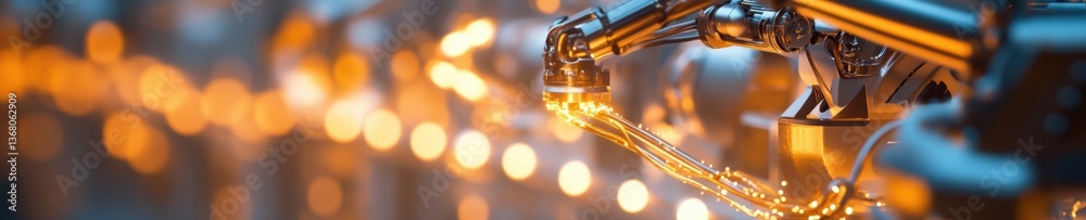 Poster next-gen industrial revolution precision robotic manufacturing showcasing ai-driven automation, smar