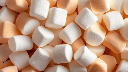 A beautiful composition of assorted marshmallows presents their differing shapes and shades, appealing to our senses and evoking delightful confectionery moments.