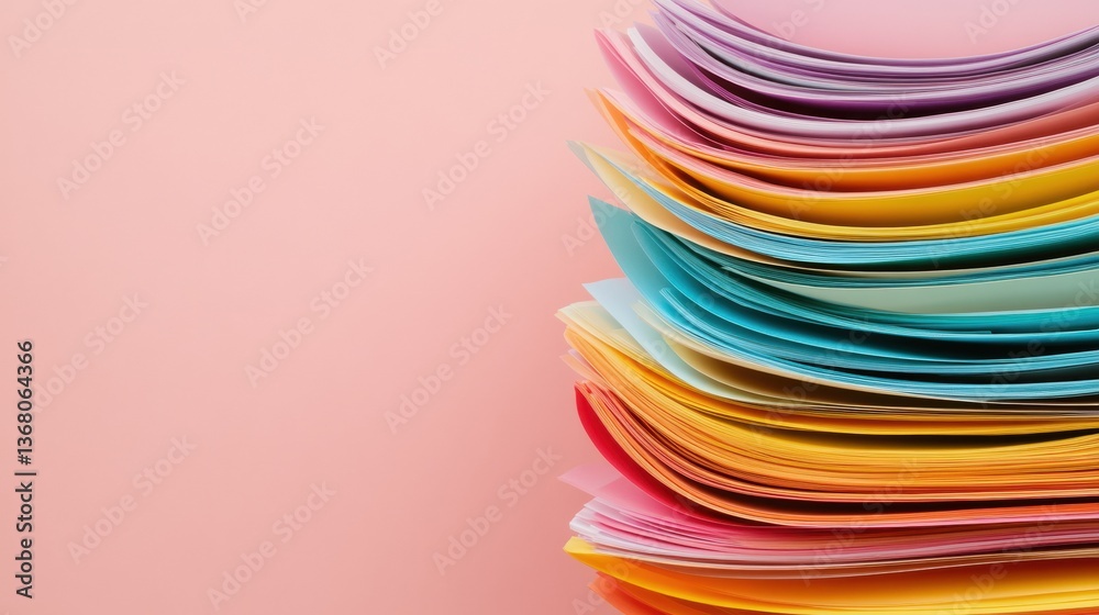 Poster Minimalist Workflow Optimization Pastel Paper Stack Illustrating Modern Organizational Design for Agile Digital Workspace Productivity