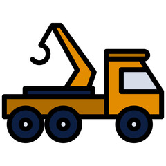 Tow Truck Flat Design Style Icon - Car Service