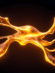 Golden liquid swirls on black background