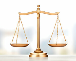 Golden scales of justice on a table