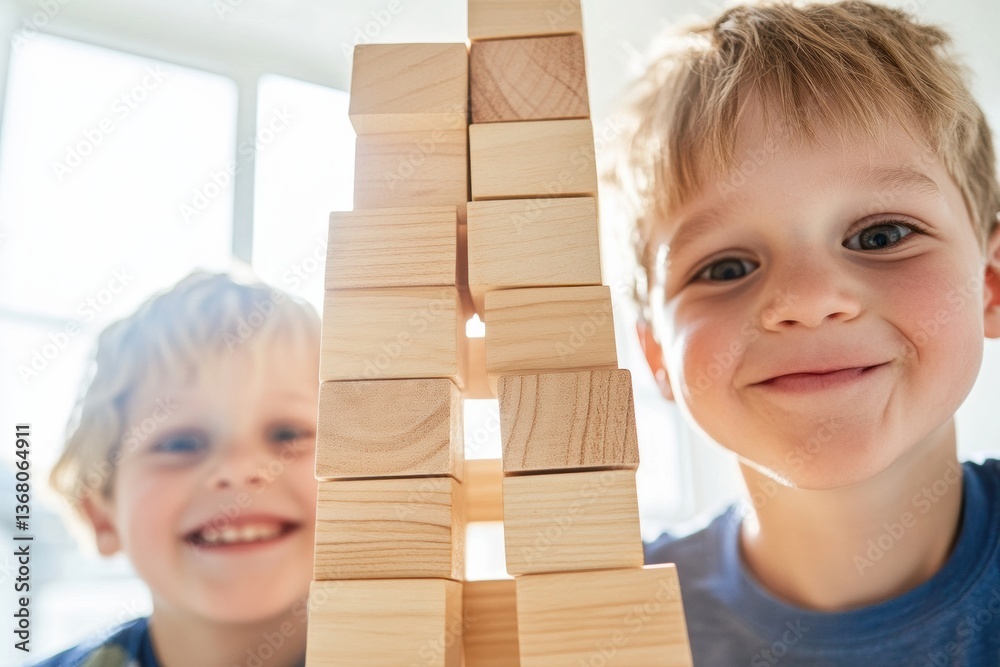 Aufkleber mindful play meets gen z parenting eco-friendly wooden block learning experience for cognitive devel