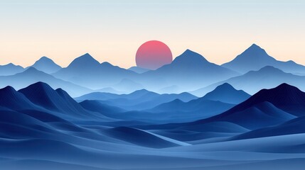 Fototapeta premium Blue Mountains Sunset Landscape Wallpaper