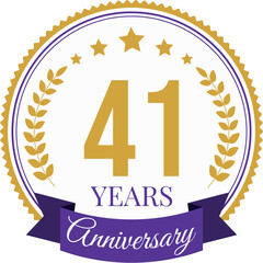 Logo 41 Years Anniversary Celebration Design Template.
