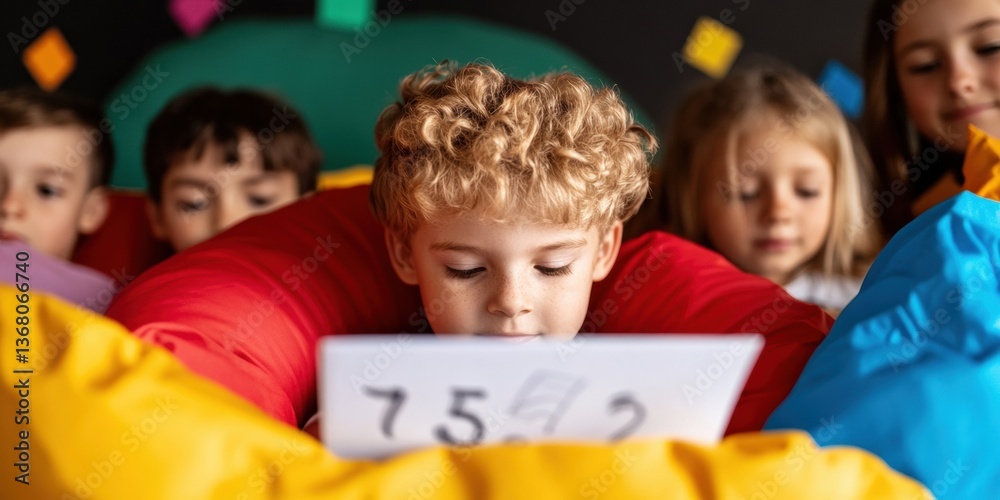 Aufkleber immersive learning revolution playful ar mathematics with diverse elementary students in colorful, a