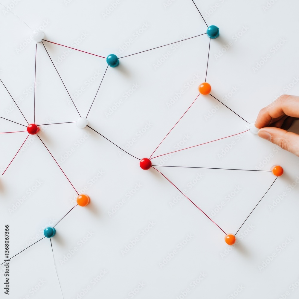Aufkleber Digital Network Mapping Minimalist Interconnected Systems Visualization for AI-Driven Business Intelligence and Strategic Innovation Workflows