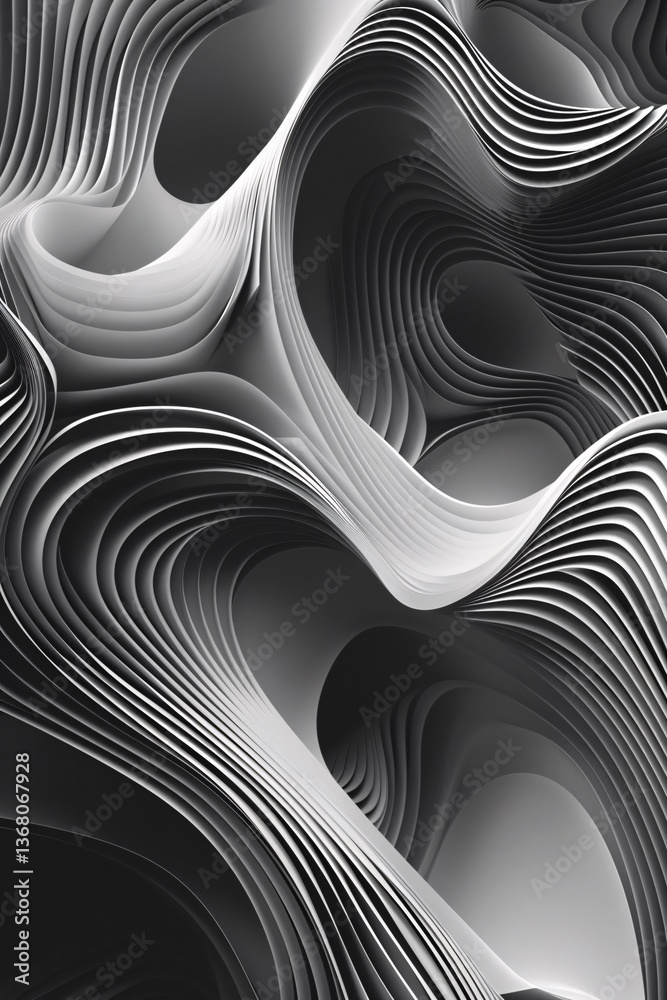 Fototapete Futuristic architectural design with flowing lines and parametric elements